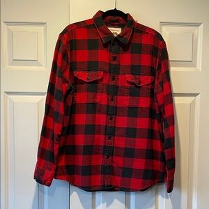 American Eagle Outfitters Red and Black Plaid Button Down Shirt